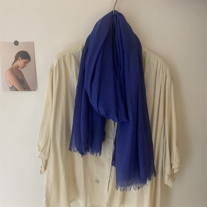 Summer Voile Solid Color Cotton Linen Thin Scarf