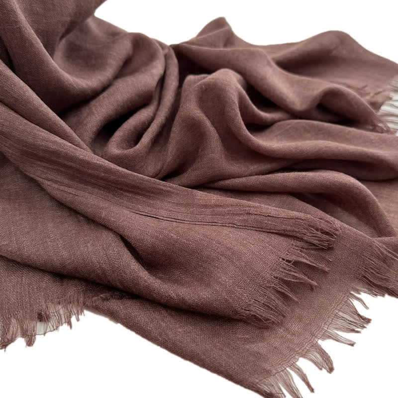 Summer Voile Solid Color Cotton Linen Thin Scarf - #33 Coffee - image 42
