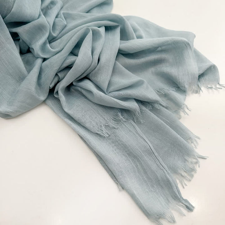 Summer Voile Solid Color Cotton Linen Thin Scarf - #34 PaleTurquoise - image 43