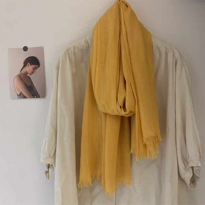 Summer Voile Solid Color Cotton Linen Thin Scarf - image 32