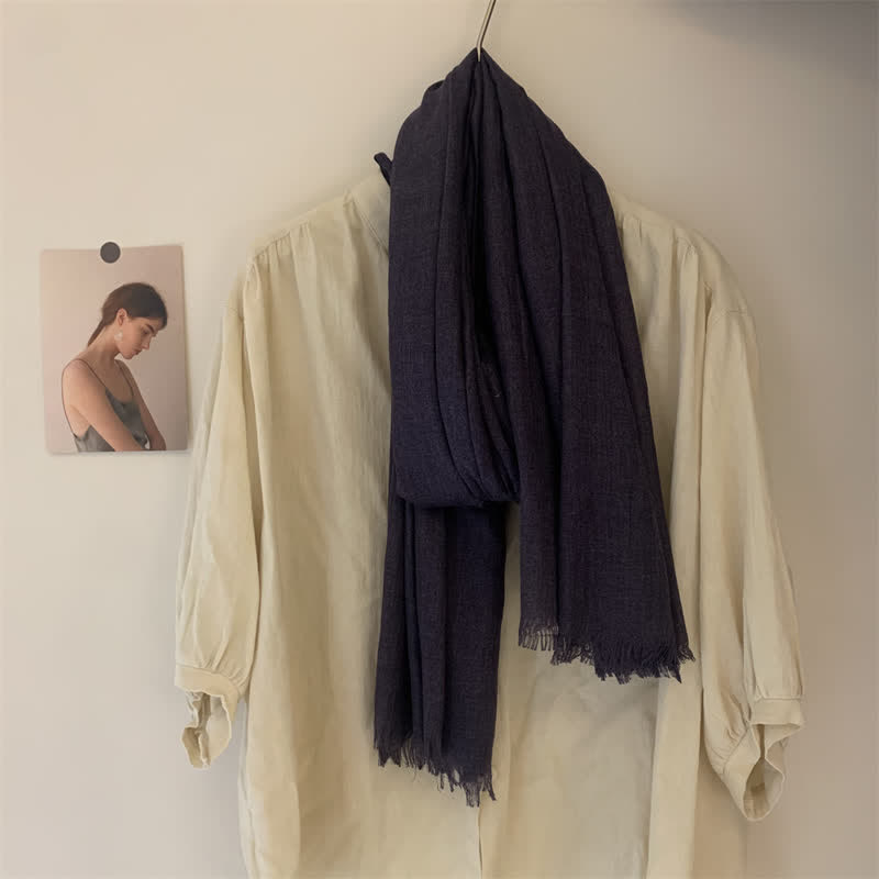 Summer Voile Solid Color Cotton Linen Thin Scarf