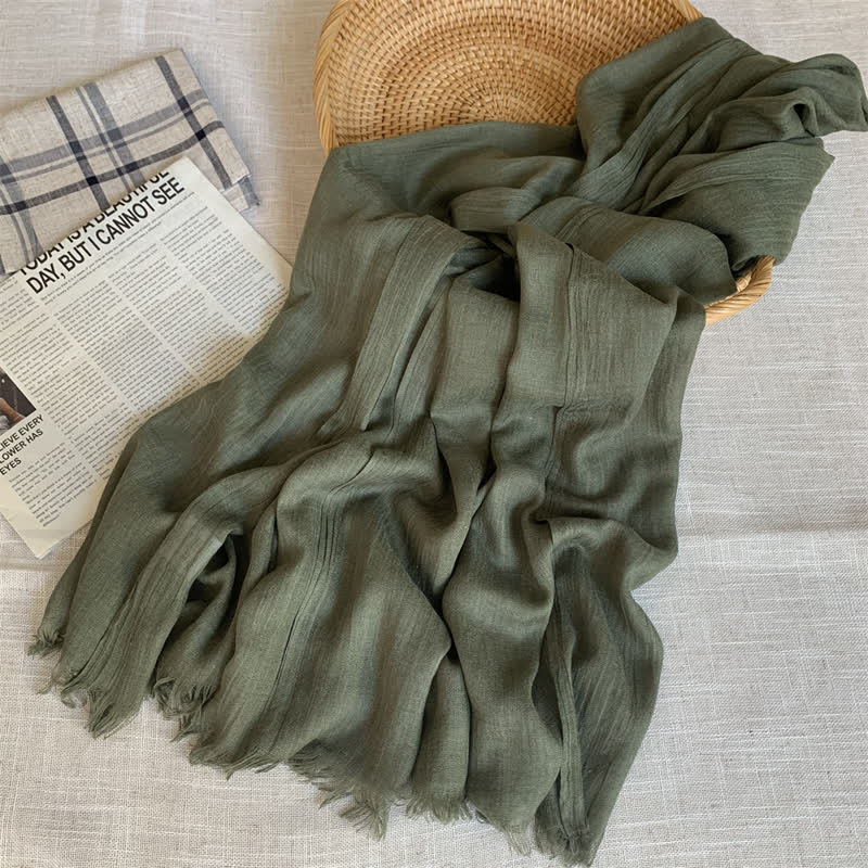 Summer Voile Solid Color Cotton Linen Thin Scarf