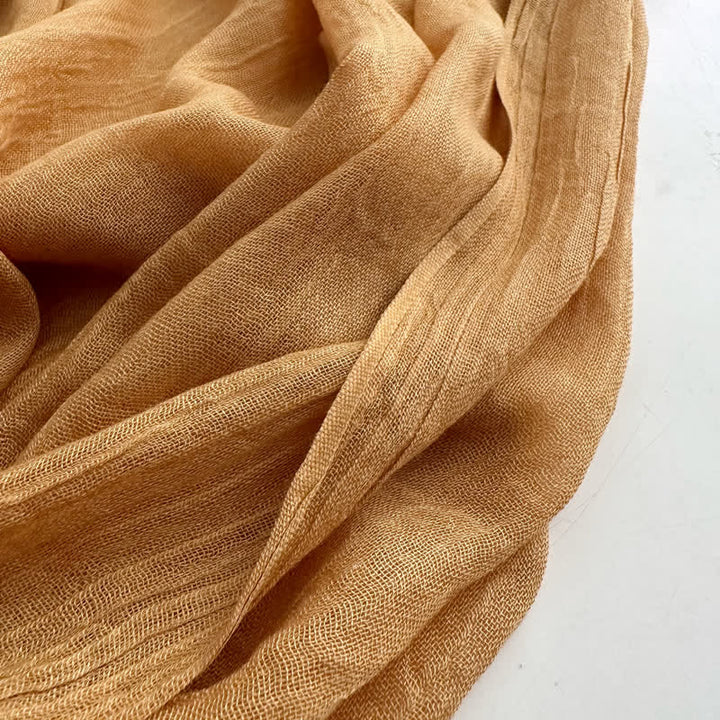 Summer Voile Solid Color Cotton Linen Thin Scarf - #1 Goldenrod - image 1