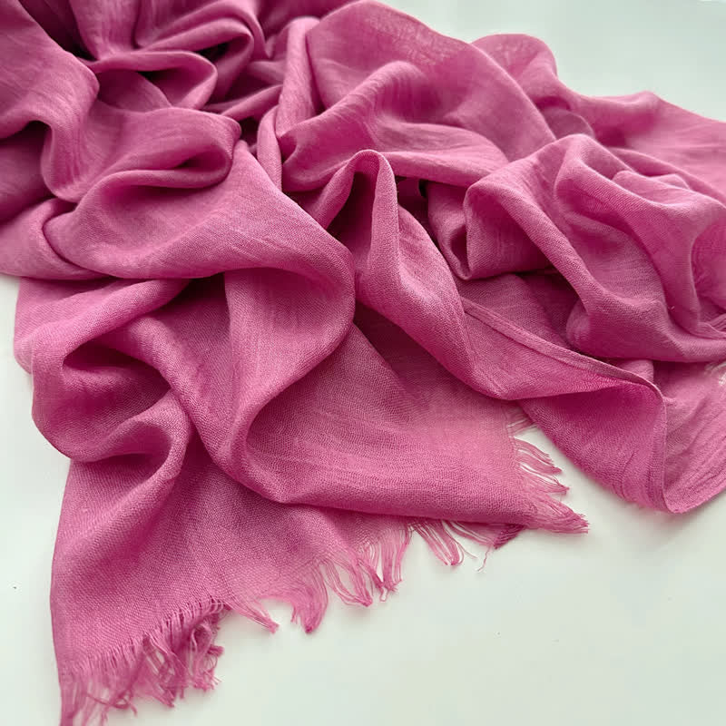 Summer Voile Solid Color Cotton Linen Thin Scarf - #17 HotPink - image 20