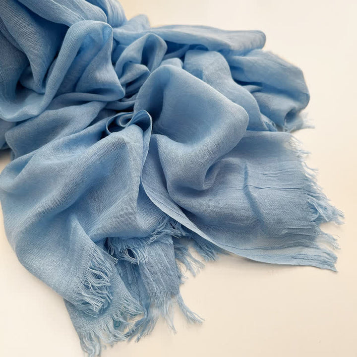 Summer Voile Solid Color Cotton Linen Thin Scarf - #32 LightSkyBlue - image 41