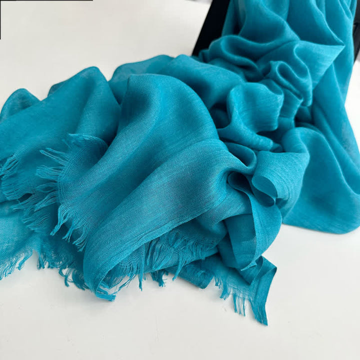 Summer Voile Solid Color Cotton Linen Thin Scarf