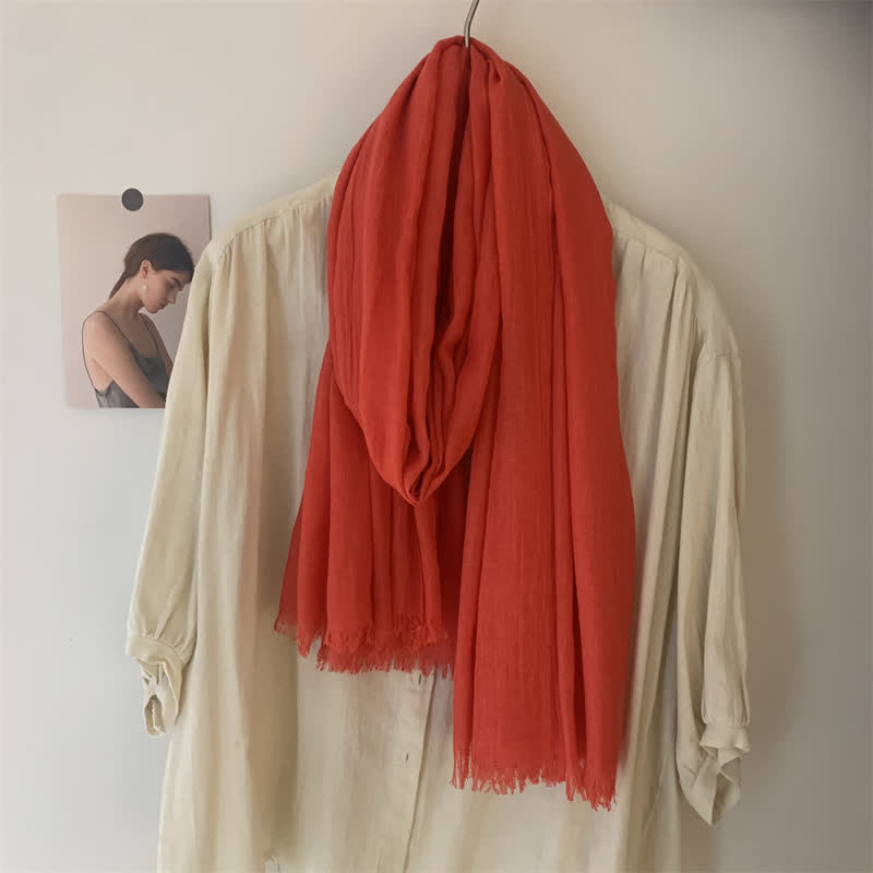 Summer Voile Solid Color Cotton Linen Thin Scarf