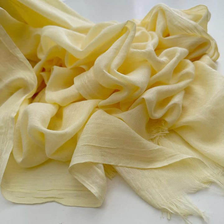 Summer Voile Solid Color Cotton Linen Thin Scarf - #28 Light Yellow - image 35