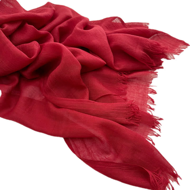 Summer Voile Solid Color Cotton Linen Thin Scarf