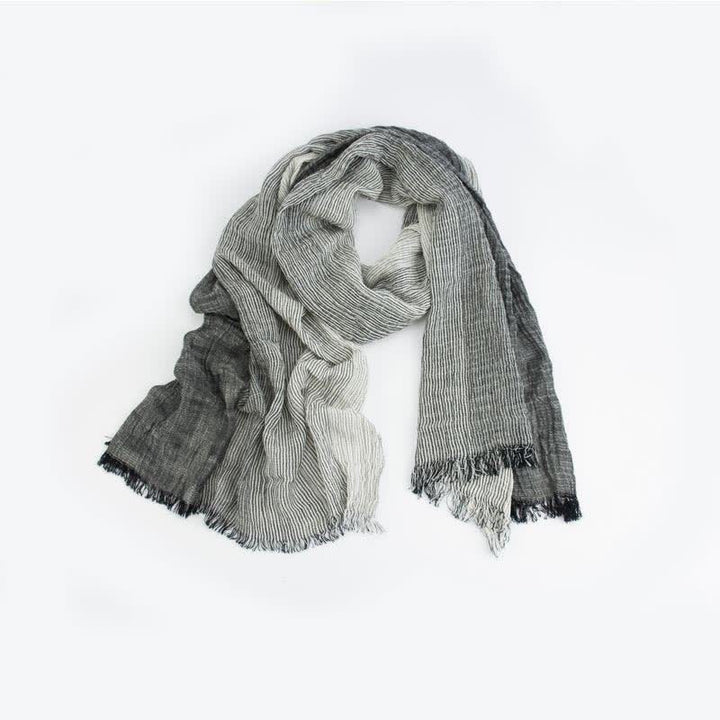 Striped Double Tone Wrinkled Cotton Thin Scarf