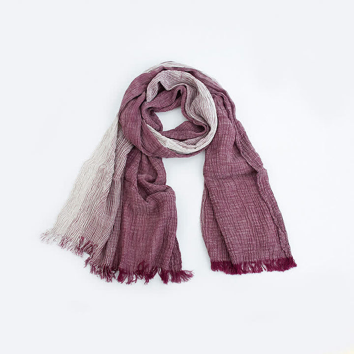 Striped Double Tone Wrinkled Cotton Thin Scarf