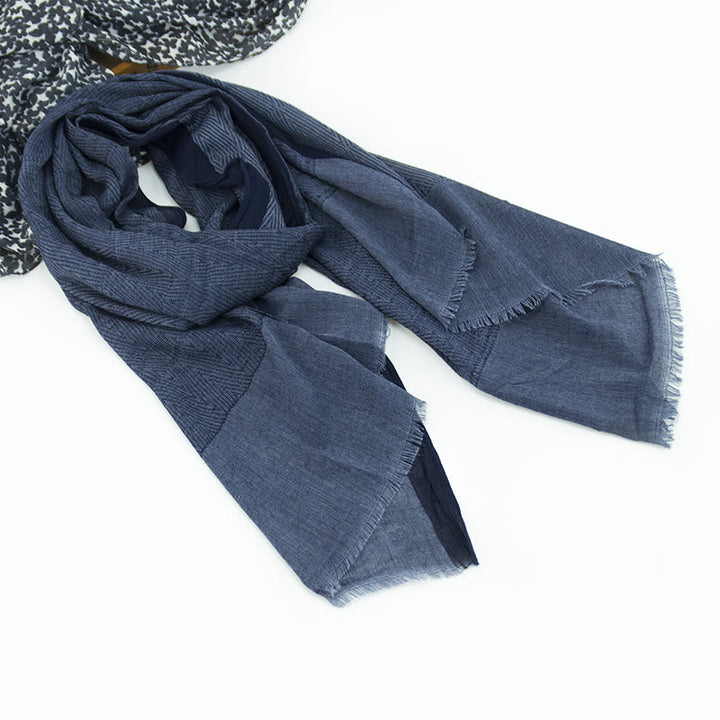 Plain Color Herringbone Pleats Light Thin Scarf