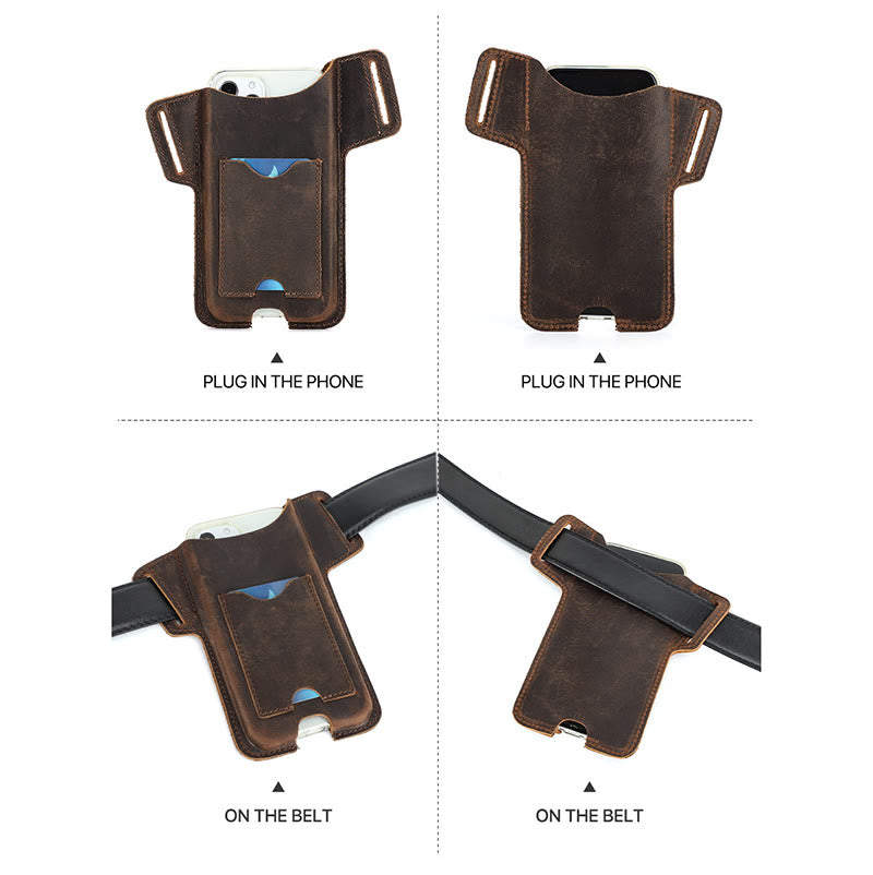 Versatile Mobile Phone Holster Leather Hanging Waist Belt Bag - image 19