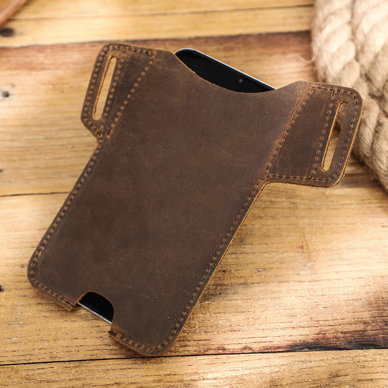 Versatile Mobile Phone Holster Leather Hanging Waist Belt Bag