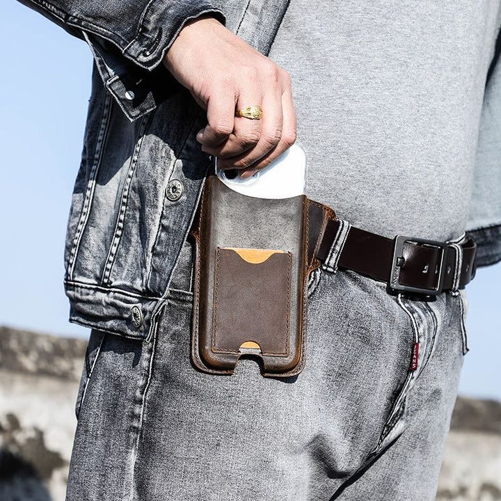 Versatile Mobile Phone Holster Leather Hanging Waist Belt Bag - image 25