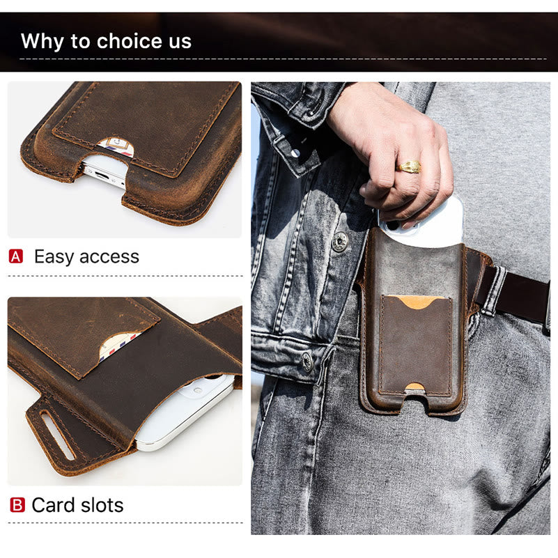 Versatile Mobile Phone Holster Leather Hanging Waist Belt Bag - image 13