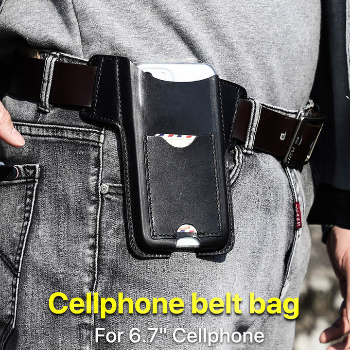 Versatile Mobile Phone Holster Leather Hanging Waist Belt Bag