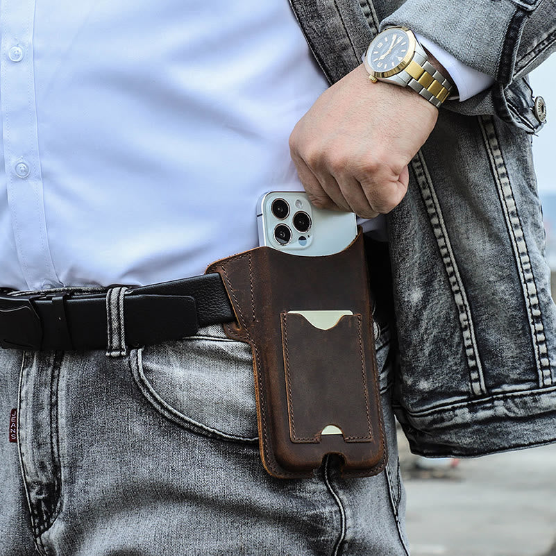 Versatile Mobile Phone Holster Leather Hanging Waist Belt Bag - image 5