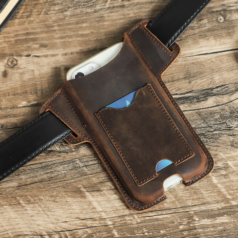 Versatile Mobile Phone Holster Leather Hanging Waist Belt Bag