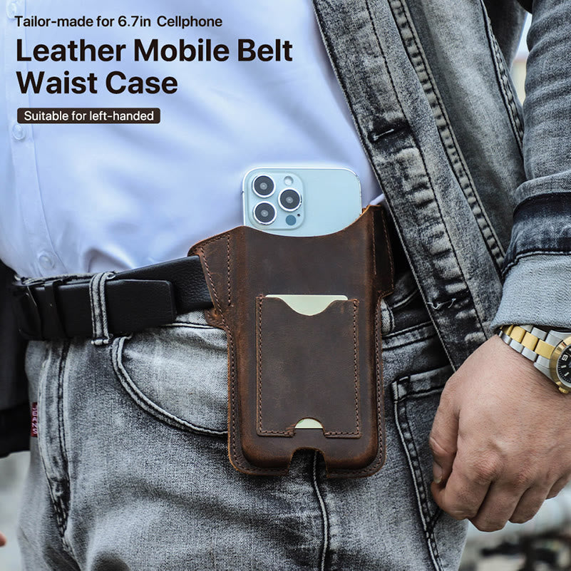 Versatile Mobile Phone Holster Leather Hanging Waist Belt Bag - image 1