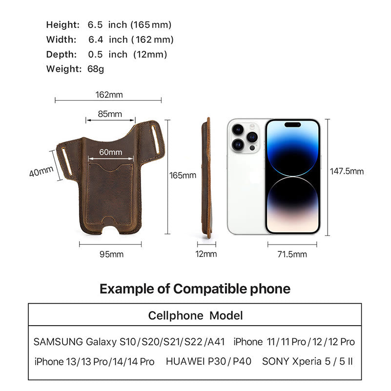 Versatile Mobile Phone Holster Leather Hanging Waist Belt Bag - image 11