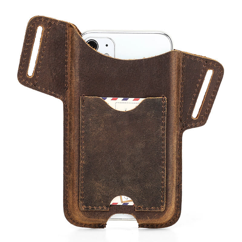 Versatile Mobile Phone Holster Leather Hanging Waist Belt Bag