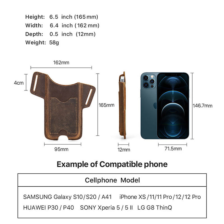 Versatile Mobile Phone Holster Leather Hanging Waist Belt Bag - image 12