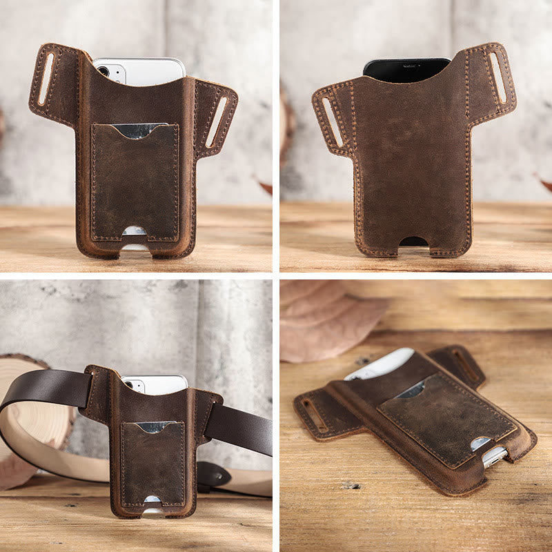 Versatile Mobile Phone Holster Leather Hanging Waist Belt Bag - image 26