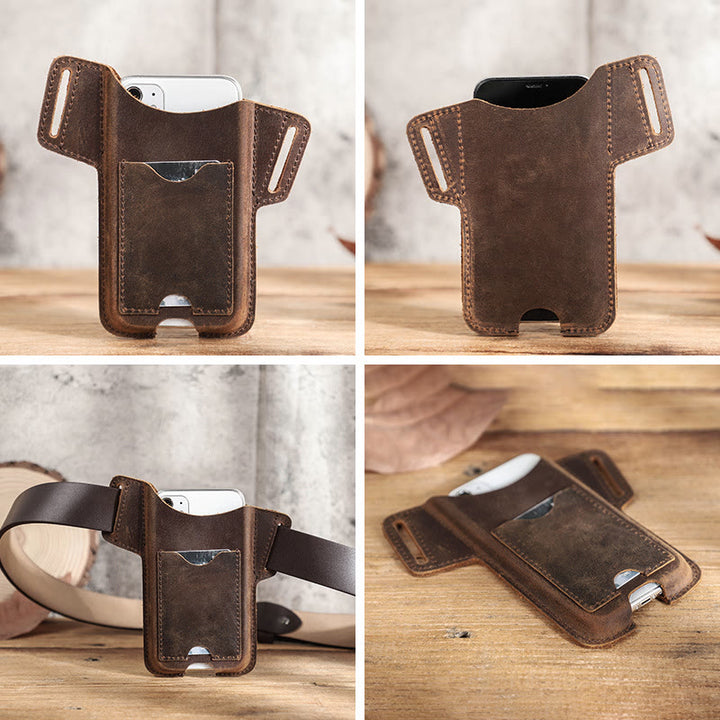 Versatile Mobile Phone Holster Leather Hanging Waist Belt Bag - image 26