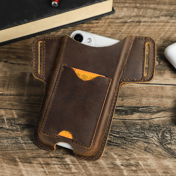 Versatile Mobile Phone Holster Leather Hanging Waist Belt Bag - image 7