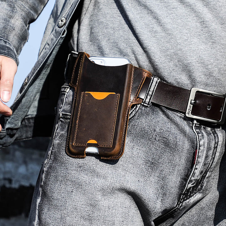 Versatile Mobile Phone Holster Leather Hanging Waist Belt Bag - image 0