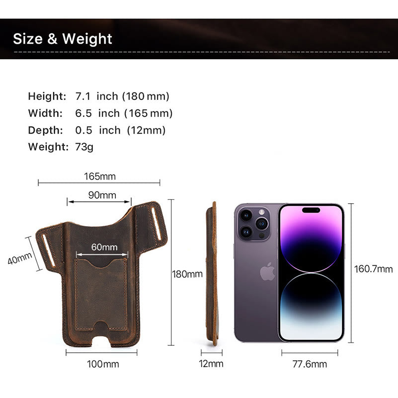 Versatile Mobile Phone Holster Leather Hanging Waist Belt Bag - image 10