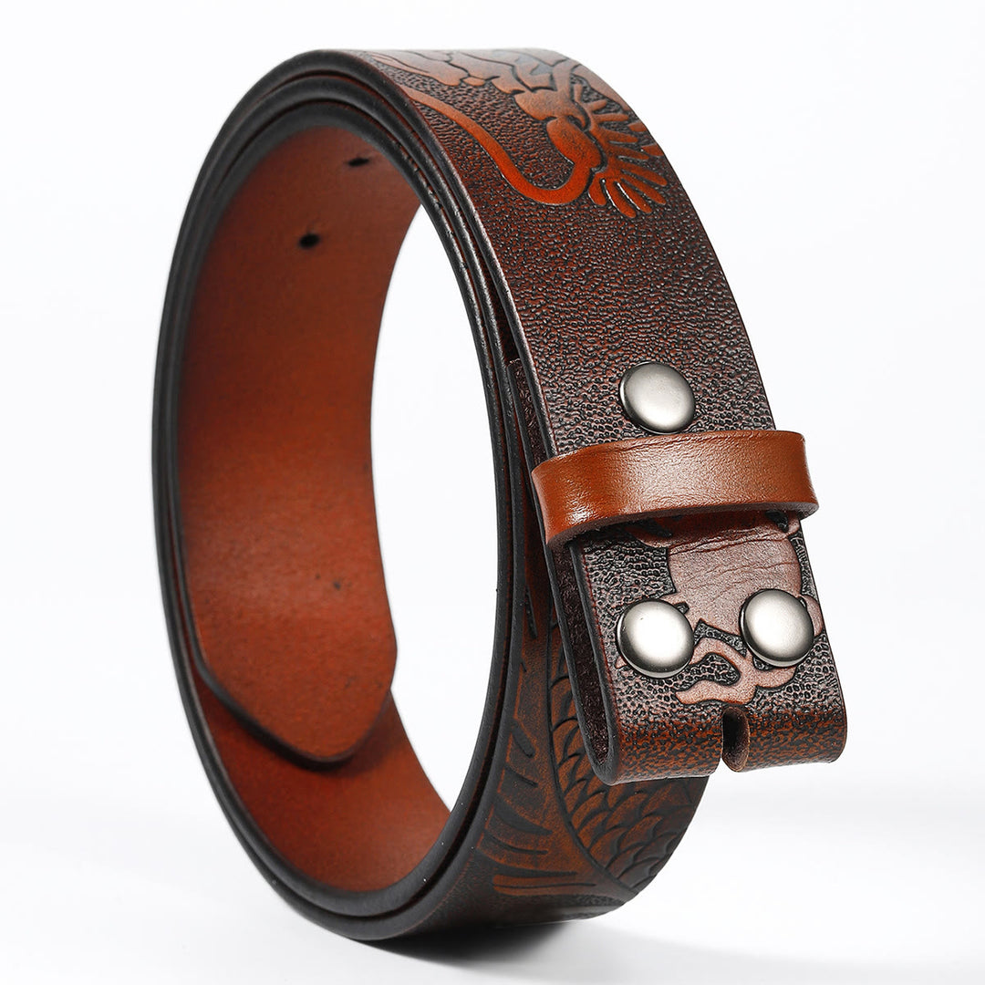 Men's DIY Dragon Embossed Cloud Leather Belt