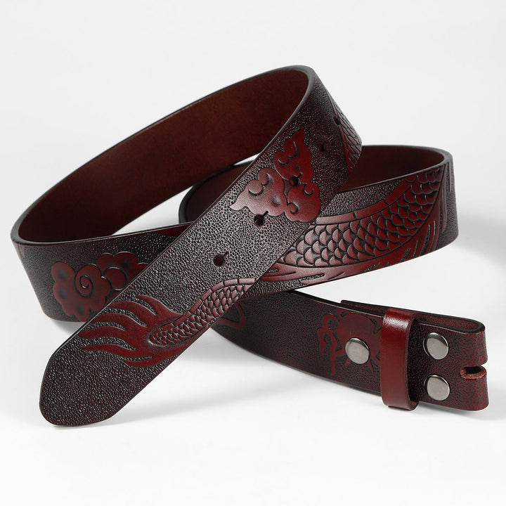 Men's DIY Dragon Embossed Cloud Leather Belt