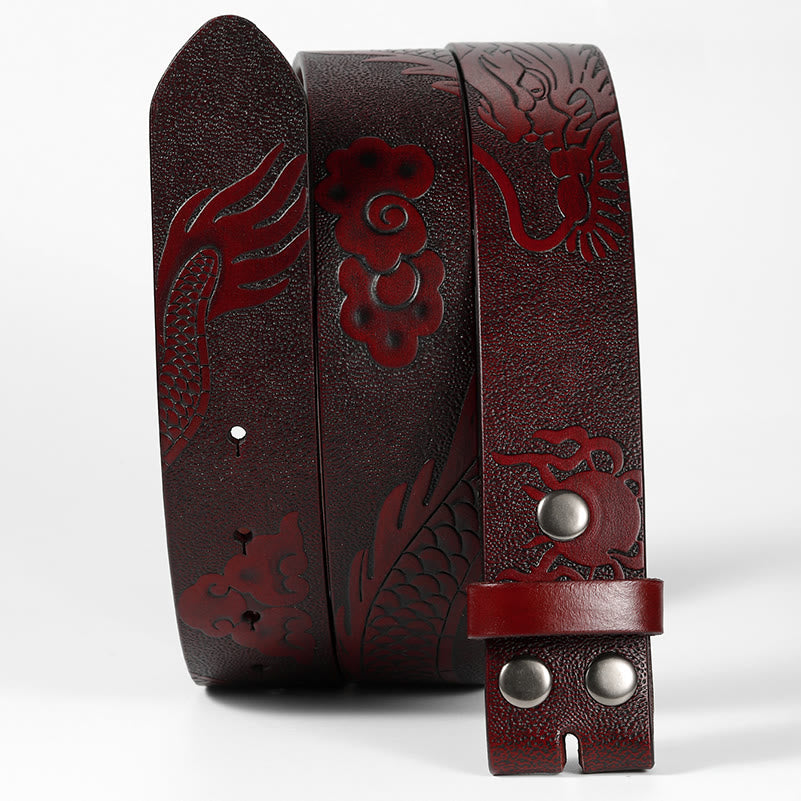 Men's DIY Dragon Embossed Cloud Leather Belt