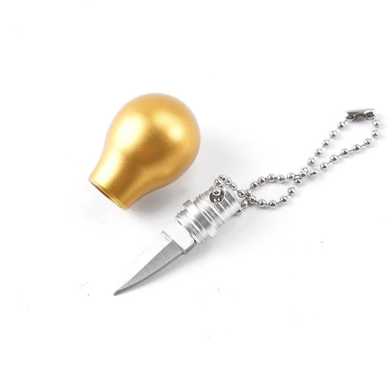 Golden Color Lamp Bulb Shape Hidden Knife Keychain - image 8
