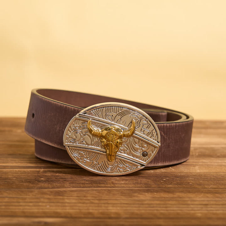 Men's DIY Gold & Silver Bull Hidden Folding Knife Leather Belt - Bull - Brown Distressed Belt - 42 - image 8