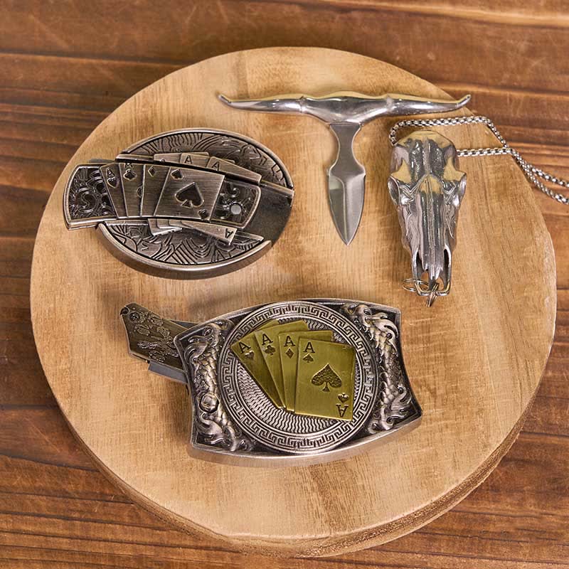 DIY Poker Hidden Knife Belt Buckle Bull Ring Longhorn Pendant Bundle Set - image 2