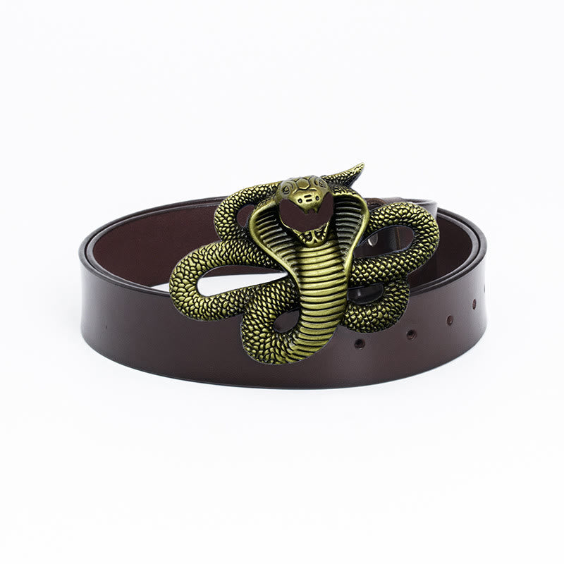 Men's Vintage Western 3D Cobra Leather Belt