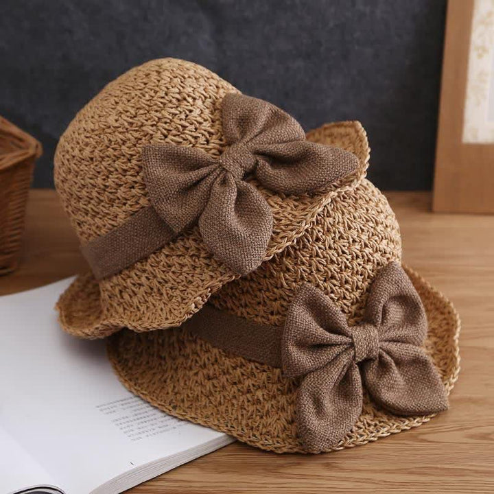 Bow Knot Beach Crochet Foldable Sun Straw Hat