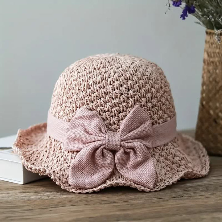 Bow Knot Beach Crochet Foldable Sun Straw Hat