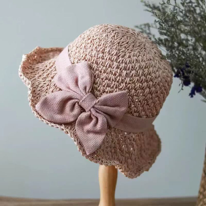 Bow Knot Beach Crochet Foldable Sun Straw Hat