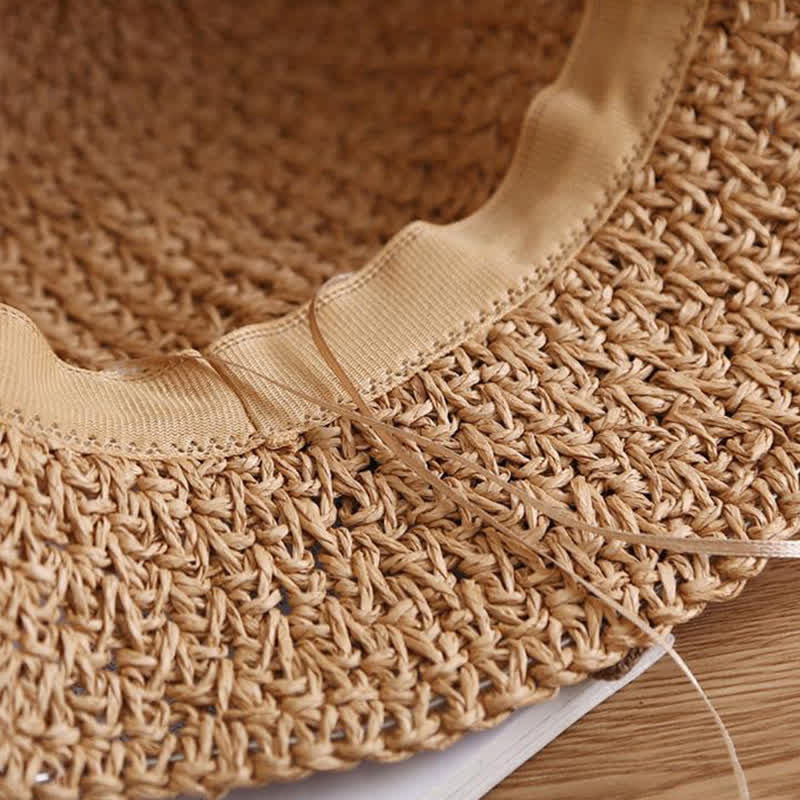 Bow Knot Beach Crochet Foldable Sun Straw Hat