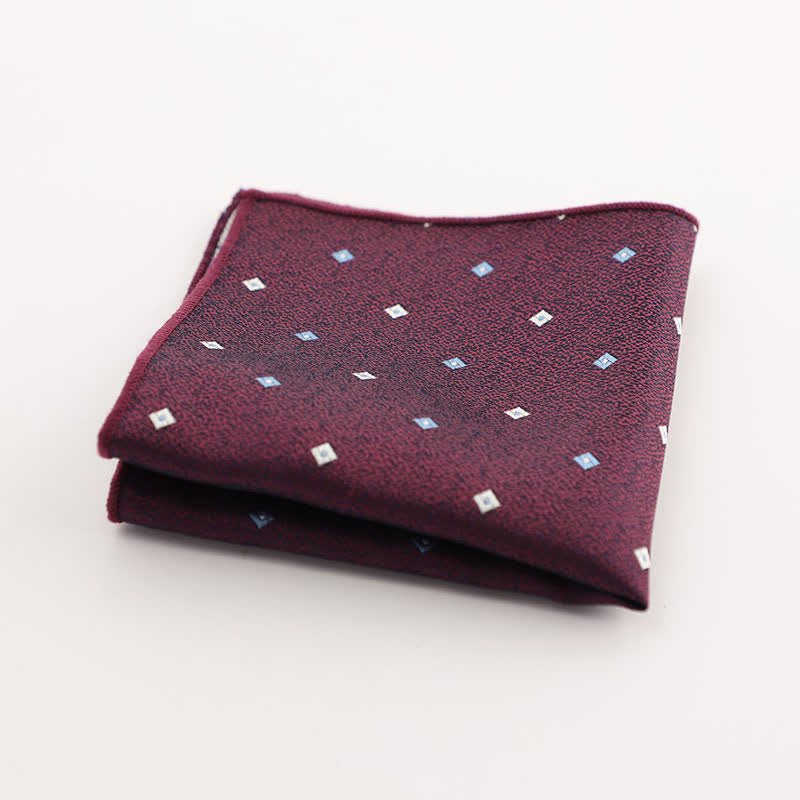 Men's Burgundy Series Striped Geometrical Pattern Pocket Square