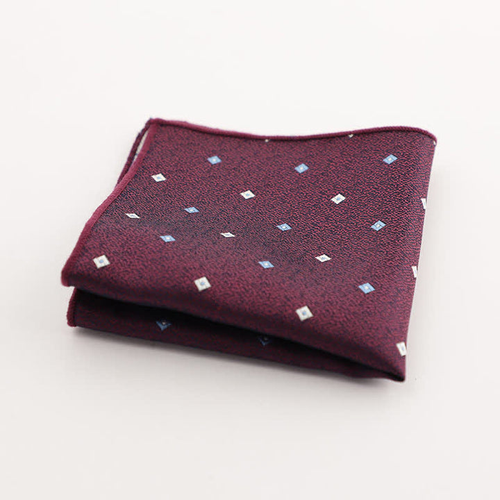 Men's Burgundy Series Striped Geometrical Pattern Pocket Square