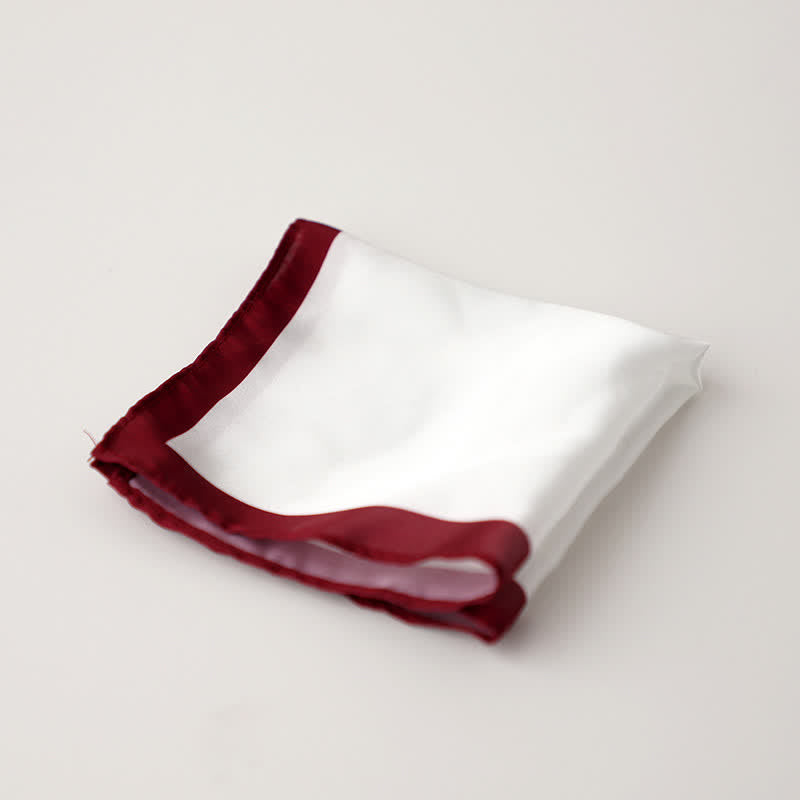 Men's White & Color Edge Wedding Pocket Square