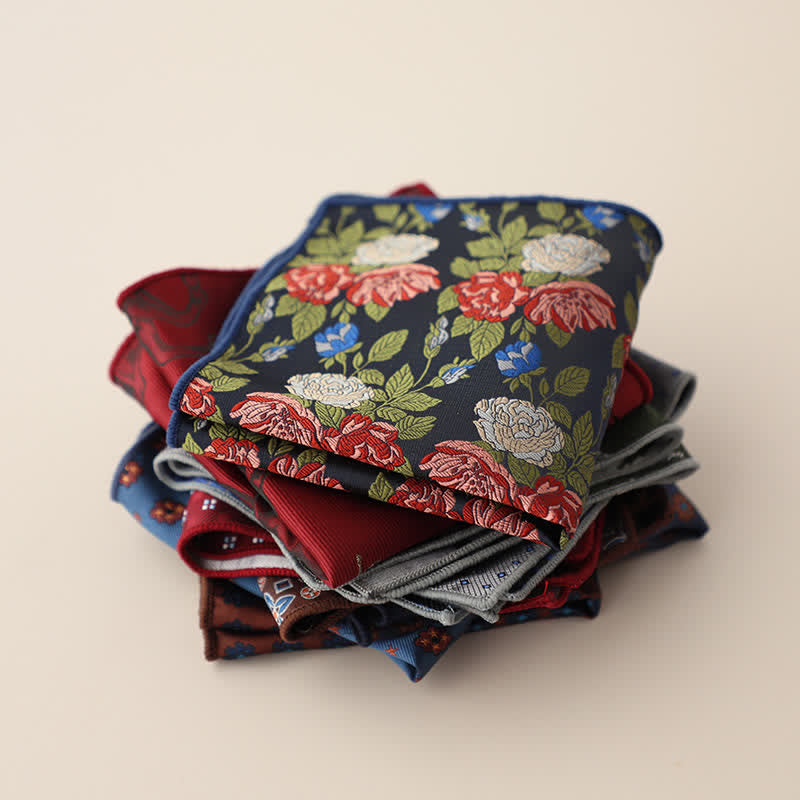 Men's Luxury Floral Motifs Jacquard Pocket Square