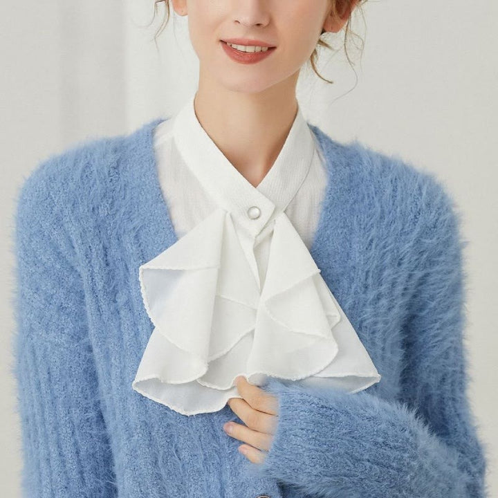 Ruffled Bowknot Fake Collar Detachable Half Shirt Accessory