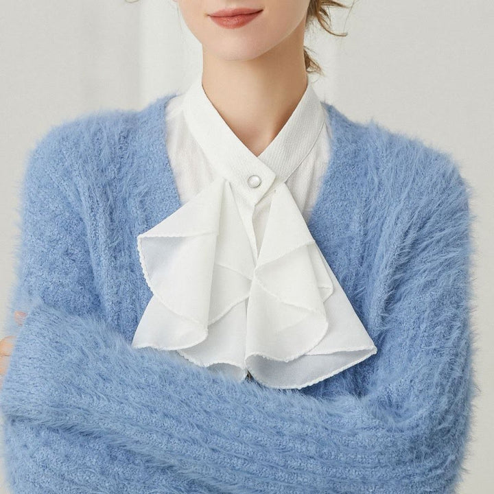 Ruffled Bowknot Fake Collar Detachable Half Shirt Accessory