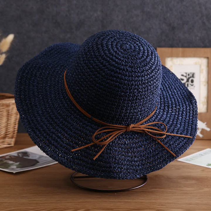 Women's Elegant Wide Brim Summer Foldable Straw Hat